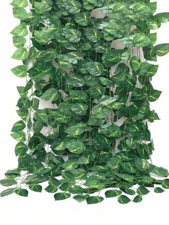 1/6/12/24 piezas Enredaderas falsas de 2,1 m con hojas para dormitorio, guirnalda de hiedra artificial, hojas de hiedra artificial, plantas verdes artificiales, guirnalda colgante de enredaderas para decoración de habitación, boda, pared interior y exterior