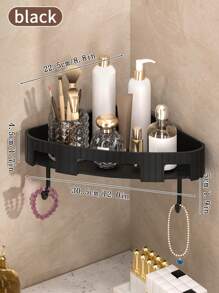 1/2 Punch-Free Bathroom Corner Shelf For Washbasin, Toilet, Kitchen Storage Organizer, Corner Shower Shelves, Bathroom Storage Rack, Punch-Free Shower Shelf For Inside Shower, Shampoo Shower Gel Holder For Shower Wall, Bathroom Caddy Organizer, Shower Caddy Basket, Bathroom Accessories Home Bathroom Decor Fall Decor Back To School - Black - View 11