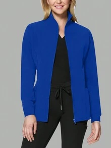 cimmuovere 长袖拉链立领护士大衣 手术服大衣 - 藍色 - 查看 3