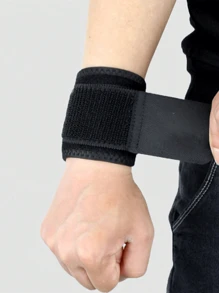 1pc Outdoor Sports Compression Wrist Wrap Support, Sweat-Wicking Breathable Basketball, Weightlifting, Badminton, Volleyball, Fitness Protective Sleeve White Gloves Arm Warmers Autumn Outfits Halloween Costumes Black Arm Sleeve Gifts For Men - Black - View 2