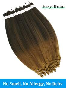 Extensiones de cabello preestirado con puntas rizadas para trenzar fácilmente, de estilo ombré de negro natural a marrón, de 24 pulgadas con 3 tonos, de fibra sintética yaki, adecuado para trenzas y rulos, paquetes de cabello ombré marrón para mujeres y hombres - Multicolor - Ver 5