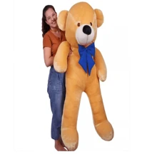Urso De Pelúcia Gigante Teddy- 90 Cm e 1,10 metros Macio C/ Laço Grátis - Doce de Leite com Laço Azul - Visão 4