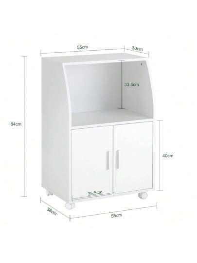 SoBuy FRG241 W, Microwave Shelf, Kitchen Wheeled Storage Trolley, Cabinet Cupboard Unit view 2
