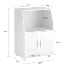 SoBuy FRG241-W, Microwave Shelf, Kitchen Wheeled Storage Trolley, Kitchen Storage Cabinet Cupboard Unit - White - View 3