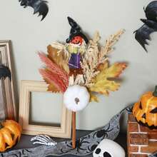 Halloween Artificial Flower Picks, Picks Stems With Pumpkin Witch Decor For Vases Floral Arrangement DIY Centerpieces Decor - White - View 2