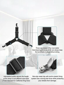 4 Pcs/Pack Bed Sheet Fasteners, Adjustable Elastic Triangle Metal Fixing Clip,Flexible Bedding Suspenders Gripper Holder Straps Clip,Curtains Sofa Mat Fixing Device,Practical Invisible Non-Slip Sheet Straps - Multicolor - View 6