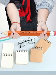 1pc Personalized Large Pencil, Engraved Teacher Thank You Student Gift, Suitable For Writing Enthusiasts, Back To School Supplies, School Event Prize Customized Pen - Multicolor - View 3