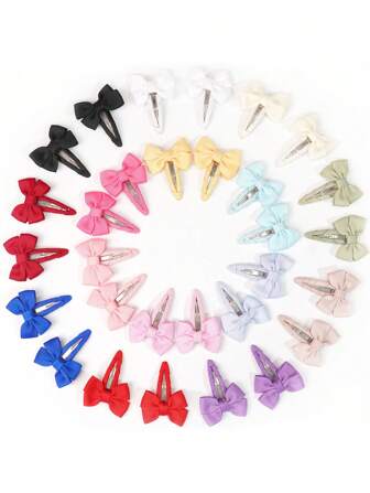 30 件小按扣婴儿发夹 适合女孩 罗缎丝带全卷 1.5 英寸婴儿发夹配件、日常摄影生日配件