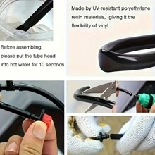 Sistema de riego por goteo para jardinería, set de regadores de micronebulización de dos salidas en color rojo, riego automático ajustable para macetas y herramientas de jardinería