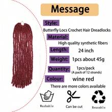 24 英寸蝴蝶辫钩针辫子 Meche 人造辫子钩针辫子接发软辫卷发辫子合成头发 - 彩色 - 查看 5