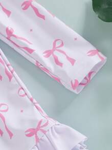 Baby Girl Long Sleeve Solid Bathing Suit Toddler Girl One Piece Ruffles Swimsuit Infant Girl Ruffle Rash Guard - White - View 7