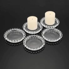 5PCS Clear Glass Candle Tray Glass Pillar Candle Holder Tray, Clear Glass Candle Coaster Holder Pillar Candle Small Round Candle Tray Modern Candle Center Decoration For Table Wedding - Multicolor - View 9