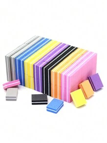 50pcs/Set Colored High Elastic Foam Nail Files, Double-Sided Mini Manicure Files, Portable Nail Care Tools