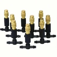 Sistema de riego por goteo para jardinería, set de regadores de micronebulización de dos salidas en color rojo, riego automático ajustable para macetas y herramientas de jardinería