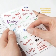 16/8pcs Cartoon Cute English Letter & Popular Phrase PVC Stickers For DIY Scrapbook, Diary Decoration, Transparent Sticker