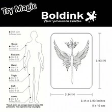 Teknologi Tato Non-Permanen Boldink - Desain Pedang Mahkota dengan Sayap. Desain Tato Baru, Stiker Tato, Bertahan 1-2 Minggu, Desain Tato Detail, Hasil Akhir Matte, Pilihan Terbaik untuk Tato Sementara. - Hitam - View 3