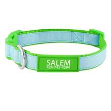Rokhevn 1 pieza Collar personalizado para perro con nombre e información de contacto impresa en UV - Collar de seguridad de nailon reflectante visible de noche, hebilla ajustable, soporte para etiqueta de identificación de mascota