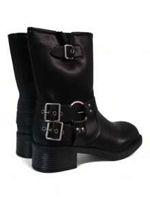 EverlyX 扣環黑色人造皮革機車踝靴 - 女式時尚 - 24/48 小時內從西班牙發貨 - 黑色 - 查看 3