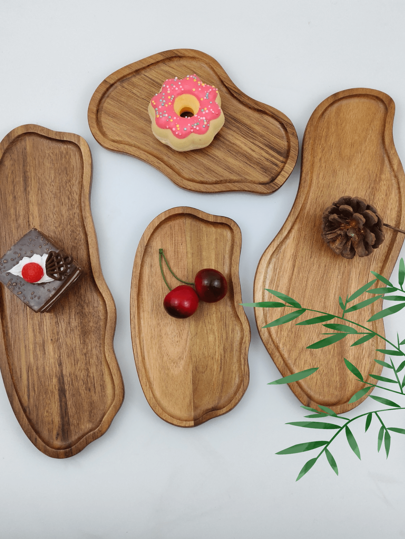 1/2 tacki z drewna akacjowego, taca drewniana, taca drewniana Creative Cloud, taca na orzeszki ziemne, taca na zastawę stołową, wielofunkcyjna taca drewniana do wielu scen, przekąska, chleb, kawa, ciasto owocowe, taca drewniana, odpowiednia do kuchni, salonu na świeżym powietrzu, restauracji, gwiazda/księżyc/latarnia na Walentynki