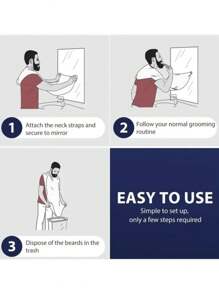 1 套带吸盘的理发围裙，理发沙龙胡须修剪围兜，成人男士造型 - 彩色 - 查看 4