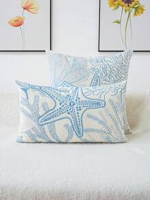 1pc, Ocean Animal Embroidery Throw Pillow Case, Machine Washable, Invisible Zipper, Multi-Size Multi-Room Family Decoration Universal, No Pillow Core Pillows Bedding Bed Room Decor Home Decor Bedroom Decor Cushion Covers Cushion Cover Cushions Pillow Cases