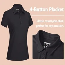 KEFITEVD Women's Polo Shirts UPF 50+ Sun Protection 4 Buttons Casual Work Quick Dry Short Sleeve Collared Golf Shirt - màu đen - Xem 6