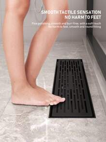 1个黑色地漏，加厚型浴室/酒店淋浴地漏，房间工程矩形线性地漏，大排水除臭地漏浴室配件浴室工具