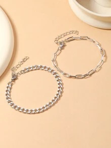 2 Pcs/Set Summer Boho Style Double-Layer Gold Color Anklet, Simple Fashion Decorative Vintage Anklet Suitable For Women Casual Wear