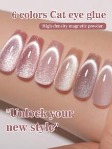 MORDDA 6片装 5克猫肉垫，适用于猫眼磁性凝胶指甲油，可卸UV美甲油，持久闪亮，新年礼物 - 含磁性棒 - 彩色 - 查看 4