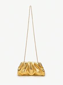 Dancing Engine 奢华设计师单肩包，PU皮革手拿包，女士手提包，优雅女士包 - 金色 - 查看 7