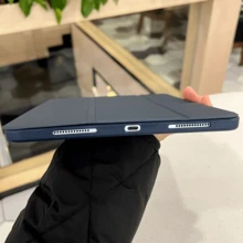 深蓝色蜂窝状 TPU 笔槽全包裹平板电脑保护套,带磁扣和笔架,三折支架,适用于多个品牌的各种 iPad 型号 - 寶藍色 - 查看 5