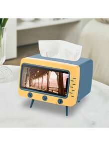 1个二合一电视剧主题纸巾盒，多功能立体纸巾盒，带手机支架，可直接收纳于厨房、餐厅、客厅和办公室——小巧的收纳方案，方便快速取用纸巾；采用耐用的现代塑料材质；节省空间的设计；便捷的手机支架；时尚的家居装饰；实用便捷，适合时尚的床头柜和书桌；易于清洁的表面；轻巧而坚固的结构；适用于橱柜和台面；兼具装饰性和实用性，适合家庭日常使用。 - 多色1 - 查看 9