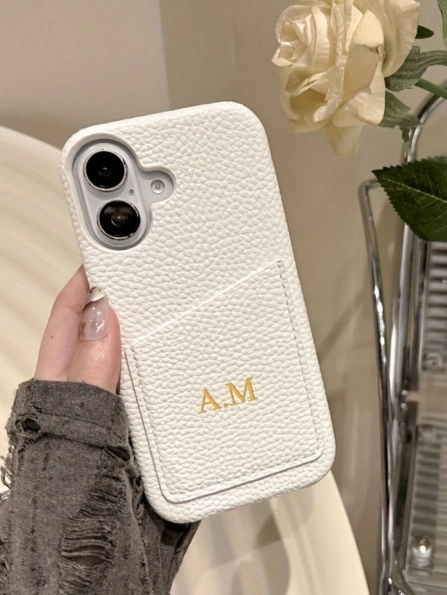 Personalized Initial Customized DIY Name Card Slot Holder Case Compatible With IPhone 16 15 14 13 12 11 Pro Max 16 15 Plus Card Bag Protective Cover