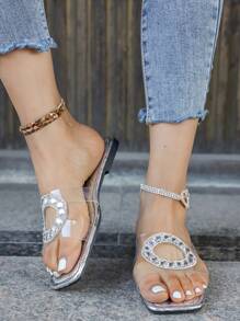 纯手工水波纹瓷砖透明果冻拖鞋 /纯手工水波纹瓷砖透明果冻拖鞋青年小香风拖鞋女夏装时尚2025新款夏季平底人字拖法国女户外旅行人字拖夏日派对爆款