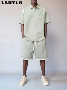 Conjunto de Camisa Polo Casual de Verão Masculina Solta