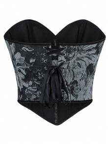 Women's Vintage Strapless Bodycon Bustier Corset Top, Fishbone Shapewear Cropped Sexy Camisole For New Year Party, Valentine's Day, Holiday, Halloween Costume