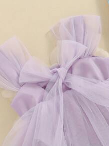 Baby Girls Mesh Lace Romper Dress Infant Summer Sleeveless 3D Flower Tulle Jumpsuits - 紫色 - 查看 6