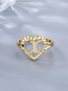 1 chiếc nhẫn rỗng cổ điển khắc 26 chữ cái có thể điều chỉnh, phụ kiện thời trang giản dị cho cặp đôi, thích hợp làm quà tặng dự tiệc/du lịch - Vàng - Xem 25