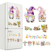 Easter Fridge Magnets Cute Bunny Gnome Carrot Truck Refrigerator Magnets Decorative Magnetic Stickers - Pink - View 8