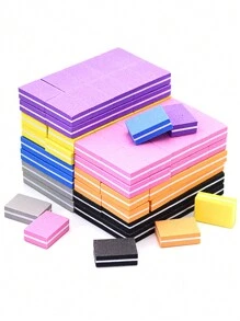 50pcs/Set Colored High Elastic Foam Nail Files, Double-Sided Mini Manicure Files, Portable Nail Care Tools