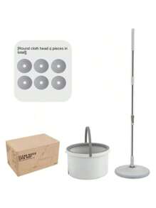 360 Rotating Round Slouchy Household Suction Plate Mops Spin Wring No Hand Washing Rotating Mopping Microfiber Floor Mop With Barrel Round Mop Cloth Household Cleaning Tool - Multicolor - View 15