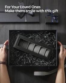 SONGMICS 带 6 个插槽的手表盒，带玻璃盖的手表盒，带可拆卸手表枕的手表展示盒，金属扣，礼物之选，黑色合成皮革，绿灰色衬里，返回学校宿舍储物