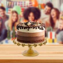 CNCEST Cake Stand, Rose Edged Cupcake Stand, Oval Cake Carrier, Elegant Decorative Cake Display Stand For Weddings, Birthdays, Parties, Gold - Gold - View 6