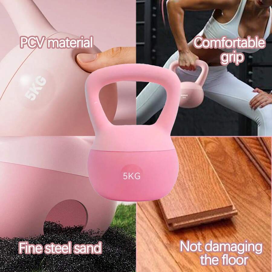 DDCAQIOUA 6kg软壶铃女士哑铃健身器材家用男士运动塑形深蹲提臀神器软体专业壶铃 - 粉色6kg - 查看 1