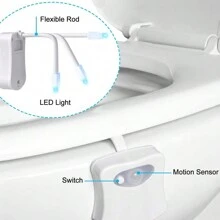 1pc/2pcs Motion Sensor Toilet Night Light, 8-Color Changing LED Illumination, Suitable For Nursery Bathroom Toilet, Smart Sensor Lamp, Cool And Interesting Night Light For Teens, Girls, Boy And Girl Gift
