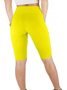 JOPHY & CO. Women's Leggings Above Knee Stretch Shorts Under Dresses (Code 9821) - Fluo màu vàng - Xem 3