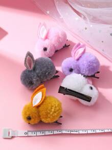 8pcs Cute Plush Rabbit Hair Clips For Women,Hair Accessories,Hair Barrettes Claw Clips Hair Slide - Multicolor - View 3