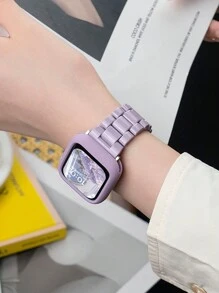 1條女款時尚紫色錶帶，相容 38mm 40mm 41mm 42mm 44mm 45mm 46mm 49mm，極簡風錶帶相容 Series 11 10 9 8 7 6 5 4 3 2 1 SE，相容 Watch S11 S10 S9 S8，時尚智慧錶帶 - 紫色 - 查看 3
