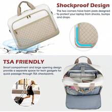 NEWHEY Laptop Bag 17.3 Inch Laptop Briefcase For Women Men Waterproof Shoulder Messenger Bag Large Computer Bag For Business Office Work College, Black - 卡其色&米色 - 查看 4