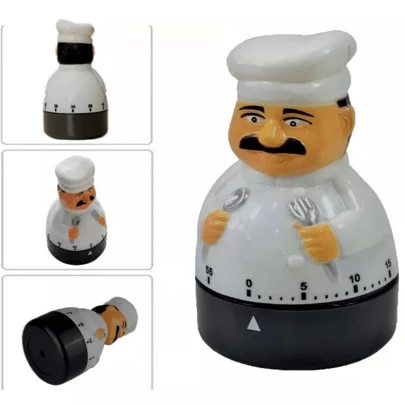 Timer Culinário Boneco Cozinheiro Temporizador De Bancada P/ Cozinha Manual